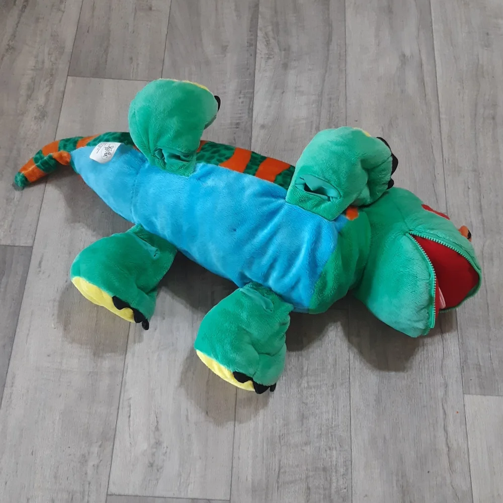 Iguana Lizard Dragon Pillow hidden pockets kids companion stuffed Animal toy
